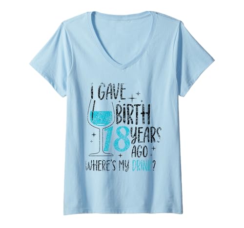 Damen Ich Habe vor 18 Jahren geboren Mama Mutter Geburtstagsfeier Mama T-Shirt mit V-Ausschnitt Damen Ich Habe vor 18 Jahren geboren Mama Mutter Geburtstagsfeier Mama T-Shirt mit V-Ausschnitt von Celebrate Mama Family Mommy Birthday Mama Mother's
