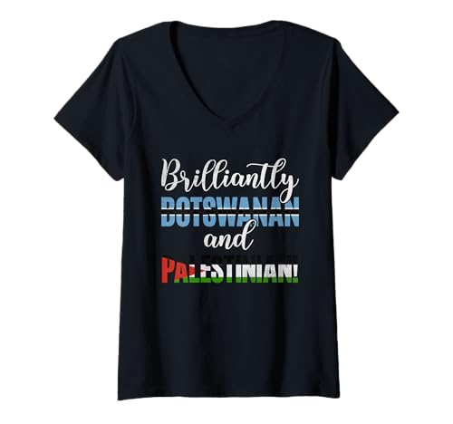 Damen Brillant Botswanan und Palästinensischer Geist T-Shirt mit V-Ausschnitt Damen Brillant Botswanan und Palästinensischer Geist T-Shirt mit V-Ausschnitt von Celebrate Mixed Nationalities Pride Unity