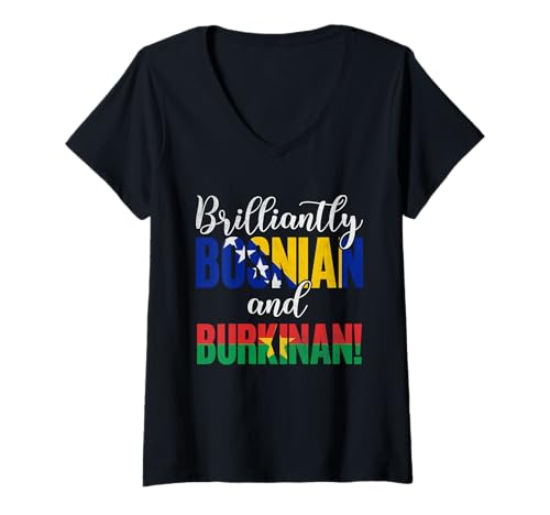Damen Brillanter bosnischer und burkinischer Stolz T-Shirt mit V-Ausschnitt Damen Brillanter bosnischer und burkinischer Stolz T-Shirt mit V-Ausschnitt von Celebrate Mixed Nationalities Spirit