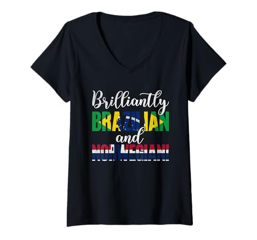 Damen Brillant brasilianische und norwegische gemischte Nationalitäten T-Shirt mit V-Ausschnitt von Celebrate Mixed Nationalities With Pride