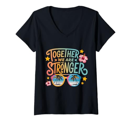 Damen zusammen sind wir stärker T-Shirt mit V-Ausschnitt von Celebrate power of unity