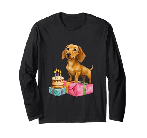 Happy Birthday Dackel Welpe Hund Papa Mama Bester Freund Langarmshirt Happy Birthday Dackel Welpe Hund Papa Mama Bester Freund Langarmshirt von Celebrate the dachshund dog