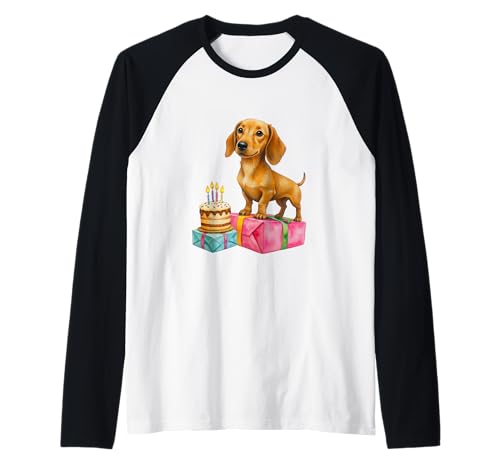 Happy Birthday Dackel Welpe Hund Papa Mama Bester Freund Raglan Happy Birthday Dackel Welpe Hund Papa Mama Bester Freund Raglan von Celebrate the dachshund dog
