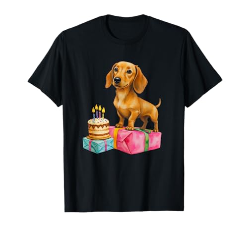Happy Birthday Dackel Welpe Hund Papa Mama Bester Freund T-Shirt von Celebrate the dachshund dog