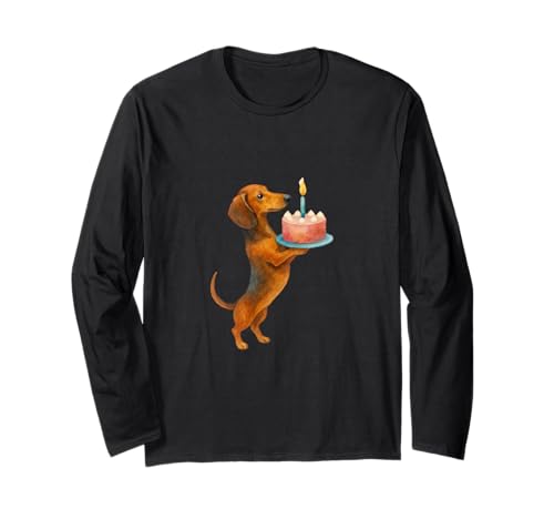 Happy Birthday Kuchen Dackel Welpe Wiener Hund Papa Mama Kinder Langarmshirt Happy Birthday Kuchen Dackel Welpe Wiener Hund Papa Mama Kinder Langarmshirt von Celebrate the dachshund dog