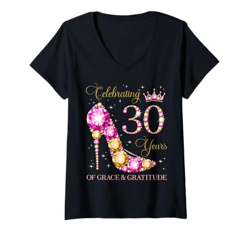 Damen Wir feiern 30 Jahre Gnade und Dankbarkeit — 30. Geburtstag T-Shirt mit V-Ausschnitt Damen Wir feiern 30 Jahre Gnade und Dankbarkeit — 30. Geburtstag T-Shirt mit V-Ausschnitt von Celebrating Birthday With Grace & Gratitude
