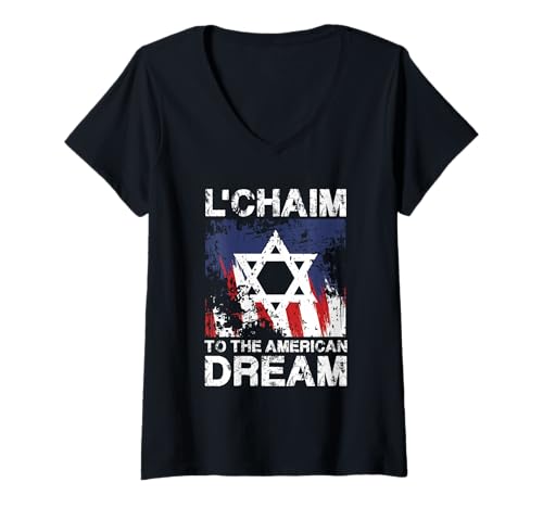 Damen L'Chaim to The American T-Shirt mit V-Ausschnitt Damen L'Chaim to The American T-Shirt mit V-Ausschnitt von Celebrating Heritage And Dreams