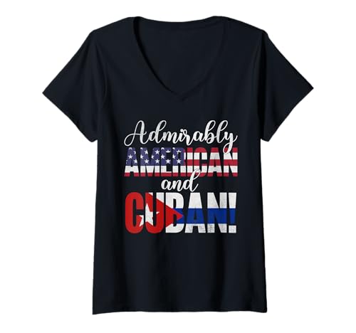 Damen Bewundernswert amerikanische und kubanische gemischte Nationalitäten T-Shirt mit V-Ausschnitt Damen Bewundernswert amerikanische und kubanische gemischte Nationalitäten T-Shirt mit V-Ausschnitt von Celebrating Mixed Nationalities Diversity Culture