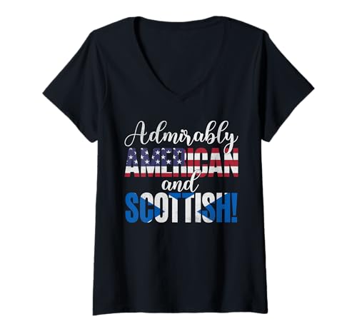 Damen Bewundernswert amerikanische und Schottische gemischte Nationalitäten T-Shirt mit V-Ausschnitt Damen Bewundernswert amerikanische und Schottische gemischte Nationalitäten T-Shirt mit V-Ausschnitt von Celebrating Mixed Nationalities Proudly American