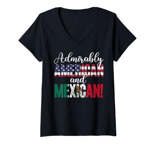 Damen Bewundernswert amerikanische und mexikanische gemischte Nationalitäten T-Shirt mit V-Ausschnitt Damen Bewundernswert amerikanische und mexikanische gemischte Nationalitäten T-Shirt mit V-Ausschnitt von Celebration Of Mixed Nationalities Heritage