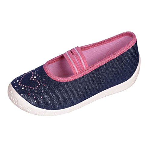 Celebration Kinderhausschuhe Kinder Hausschuhe für Mädchen Ballerinas mit Gummiband Jeans S4 Gr. 26 von Celebration