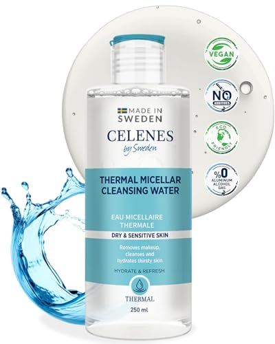 Celenes by Sweden - Fortschrittliches Thermisches Mizellen-Reinigungswasser für Trockene und Empfindliche Haut, Beruhigende Bisabolol-Formel, Sanfter Make-up-Entferner, Umweltfreundlich, 250ml von Celenes by Sweden