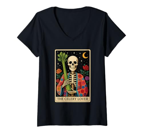 Damen Der Sellerie-Liebhaber T-Shirt mit V-Ausschnitt Damen Der Sellerie-Liebhaber T-Shirt mit V-Ausschnitt von Celery Tarot