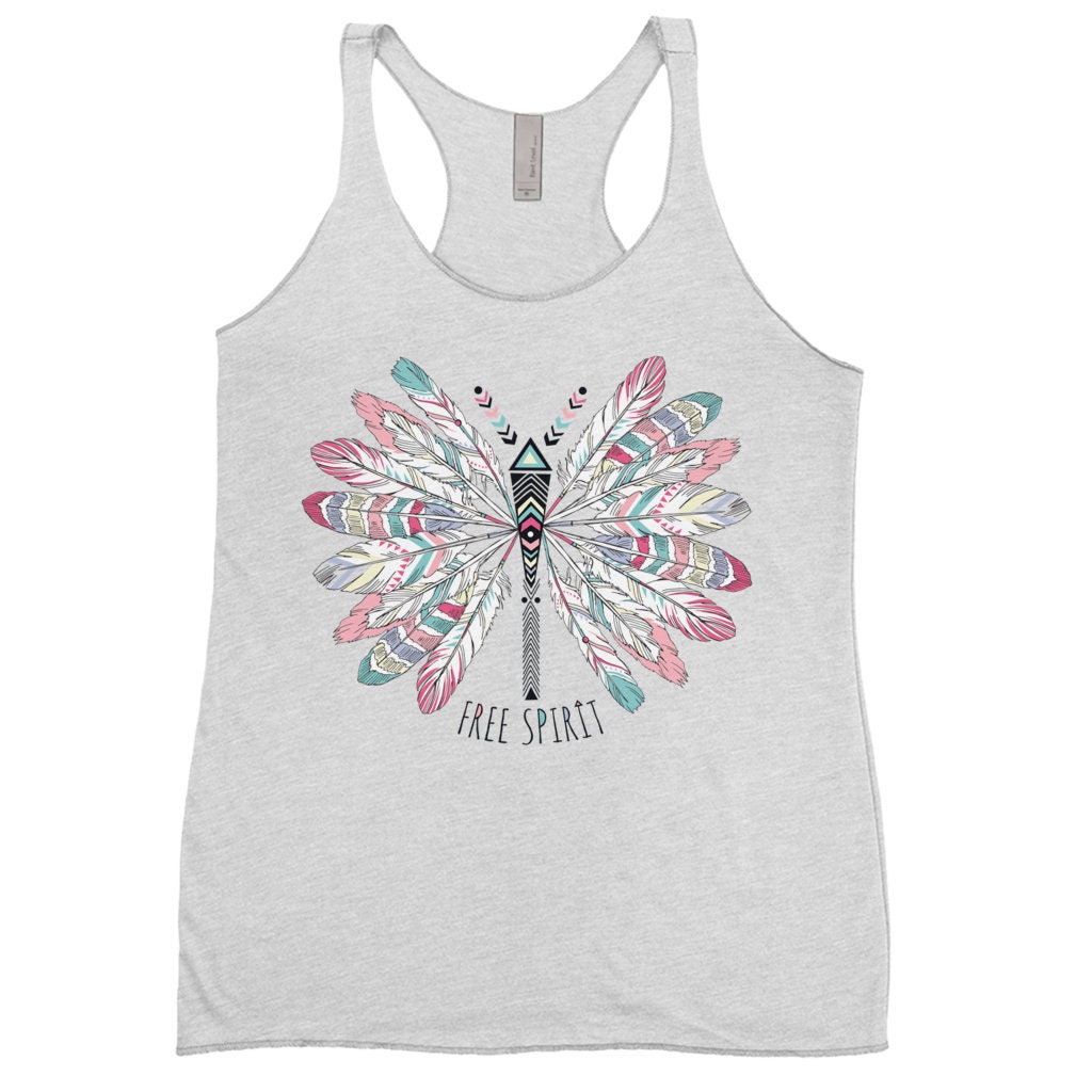 Free Spirit Libelle Tank Top Boho Womens Feder Federn Ärmellose Shirt Hippie Schmetterling Liebhaber Geschenk Günstiges von CeleskyDesigns