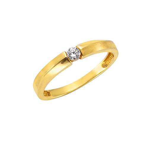 Celesta Gold Damen Ring 375/- Gold Matt/Glanz Zirkonia gelb 371370460-2-2 von Celesta