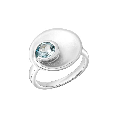 Celesta Silber Damen Ring 925 Silber matt Blautopas 925/- Sterling Silber Glänzend Blautopas beh. Silbergrau 390270095 von Celesta