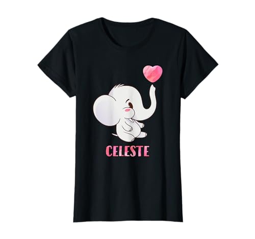Celeste Vorname Mädchen Personalisiertes Baby Elefanten T-Shirt von Celeste Namen Shirts für Kinder