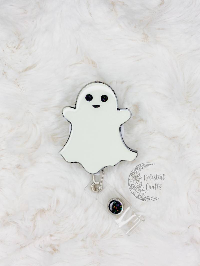 Glow in The Dark Geist Badge Reel | Halloween Button Ausweishalter Halter von CelestialCraftShoppe