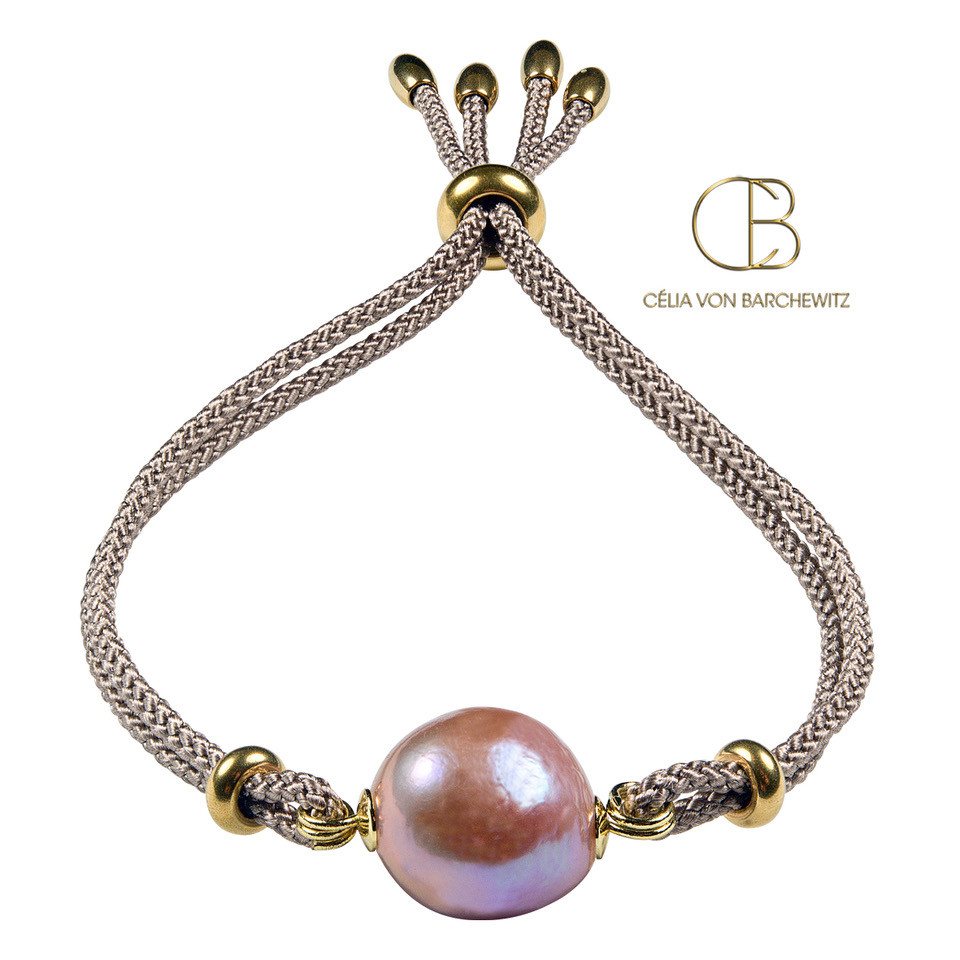 Celia von Barchewitz Perlenarmband »SUNRISE" Armband Damen mit Semi-Barock-Perle, natürlich gewachsene Zuchtperle in barocker Form, Größe verstellbar von Celia von Barchewitz
