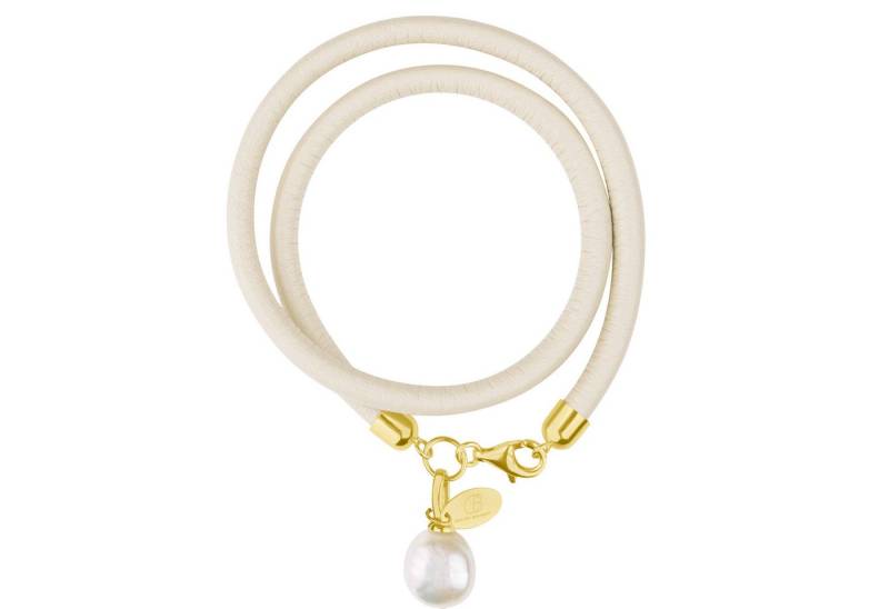 Celia von Barchewitz Wickelarmband NAPPA NOVA, echte Süßwasser-Zuchtperle semi-barocke Form, handgefertigt, 18k von Celia von Barchewitz
