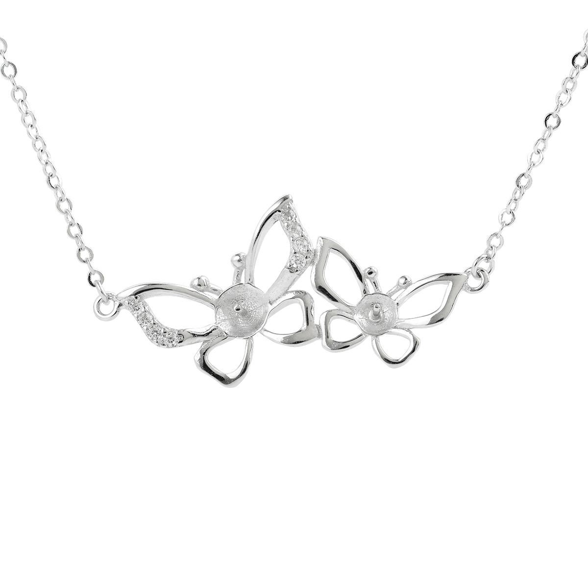 Doppelte Schmetterling 925 Silber Kette Für Perlenkette Basis Mit 2 Rohlingen Finden /Montieren von CeliaDesign