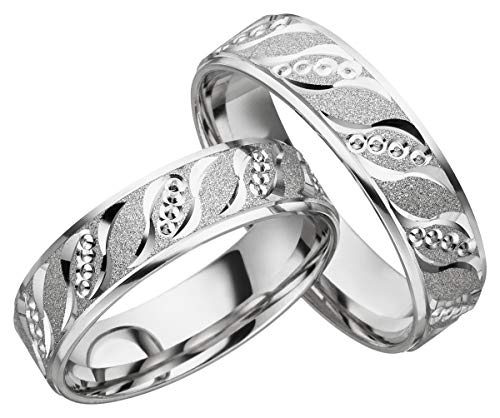 JC Trauringe 925er Sterling Silber Paar-Preis I Ehe-Ringe inkl. kostenloser Gravur I Verlobungsringe 5,5 mm breit inkl. Etui-Box I Herren-Ring & Damen-Ring filigran ohne Stein I Gr. 48 bis 72 I S004 von JC Trauringe