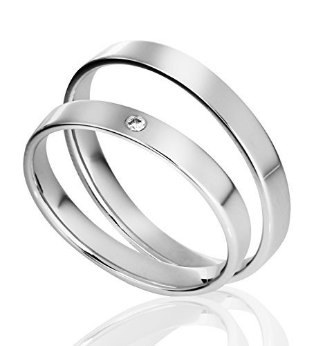 JC Eheringe Verlobungsringe Trauringe Freundschaftsringe Silber 925 Sterling * inkl. GRATIS Etui und Zirkonia Steine Profil2 von JC Trauringe