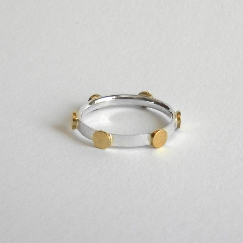 Handgemachte Sterling Silber Ring Mit Messing Kreisen von CelinaSousa