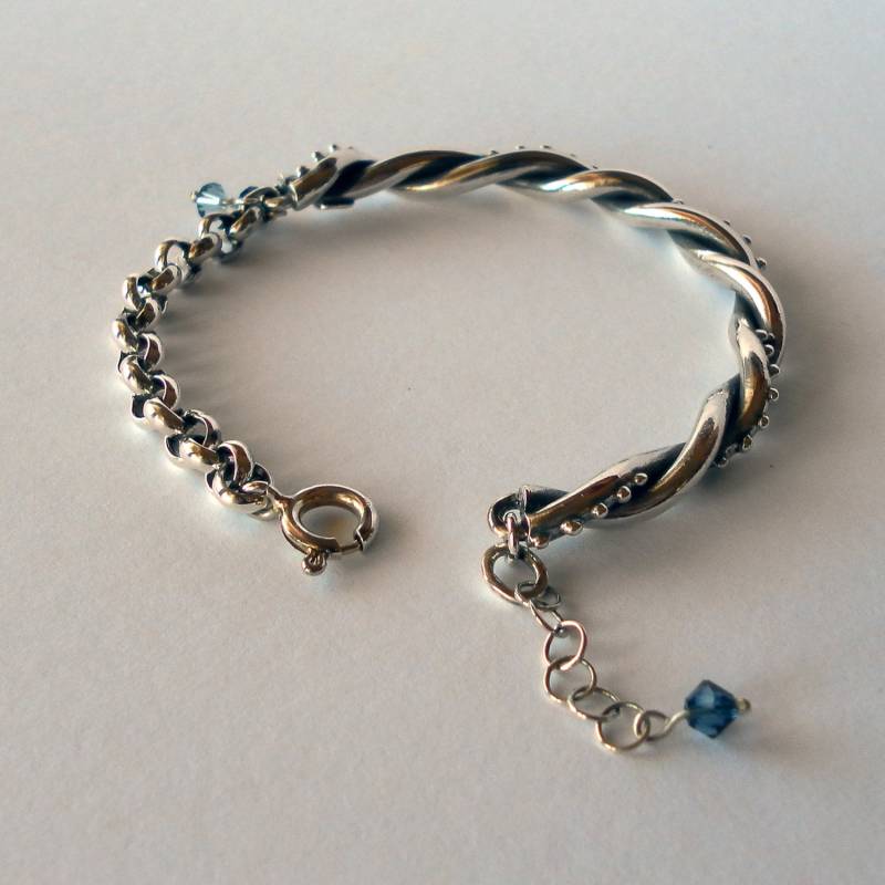 Handgemachtes Sterling Silber Armband Mit Swarovski Kristallen Handgemachtes Sterling Silber Armband Mit Swarovski Kristallen von CelinaSousa