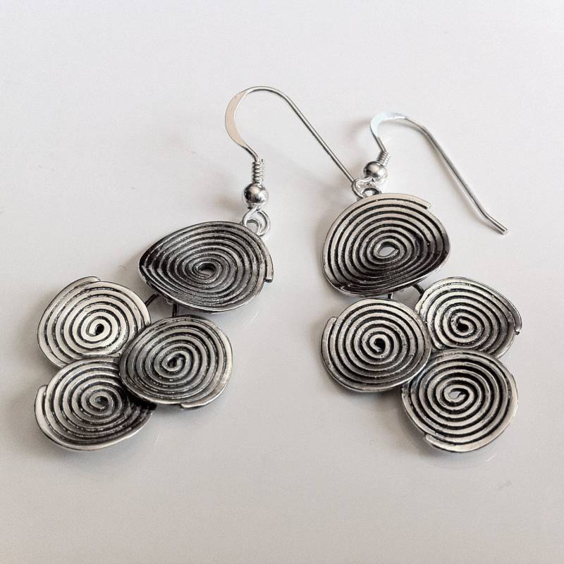 Oxidierte Sterlingsilber-Spiralen-Ohrringe Boho Chic-Ohrringe von CelinaSousa