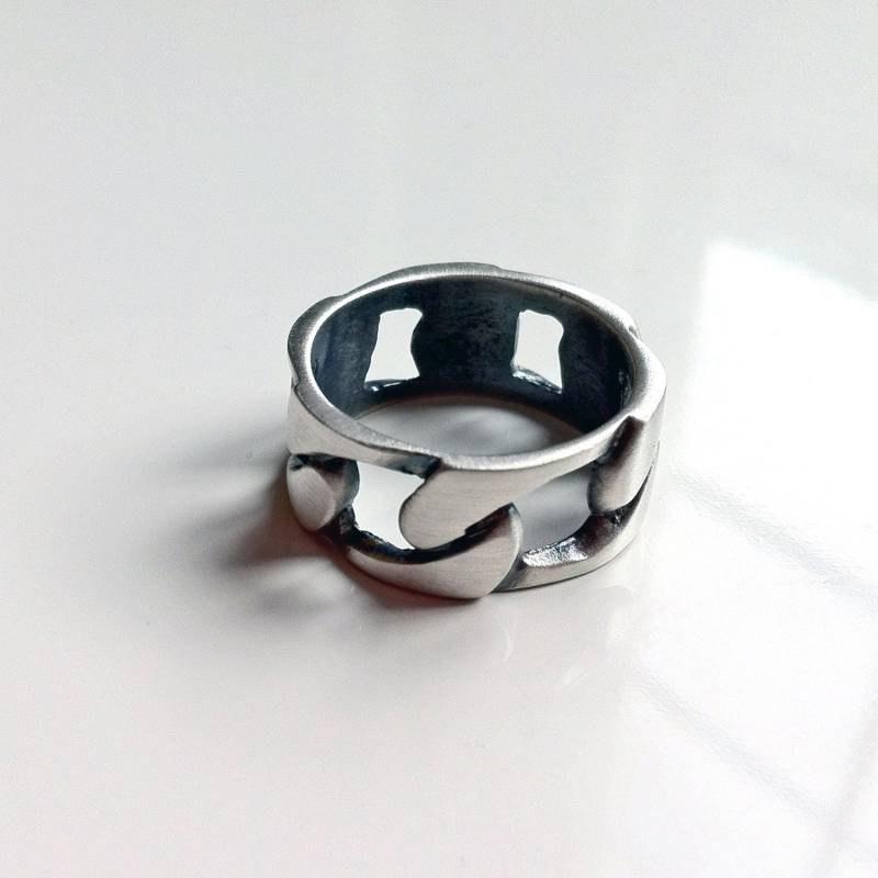 Oxidierter Sterling Silber Kettenring - Unisex Design von CelinaSousa