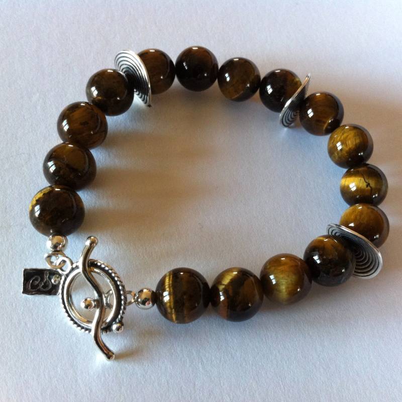 Sterling Silber Armband Mit Tigerauge Stein von CelinaSousa