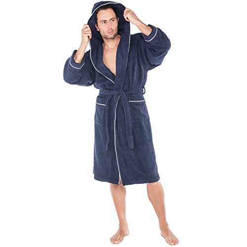 CelinaTex S-XXL Bademantel Kapuze Uni lang aufgesetzte Taschen Damen Herren Unisex warm Frottee Morgenmantel, Sauna, Spa, Pool, Bad, flauschig und komfortabel OEKO-TEX Arizona von CelinaTex