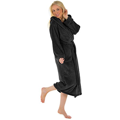 CelinaTex XS-XXXL Bademantel Kapuze Uni lang seitliche Eingrifftaschen Damen Herren Unisex Sherpa Kuschelfleece Morgenmantel, Sauna, Spa, Pool, Bad, flauschig und komfortabel - OEKO-TEX Samos von CelinaTex