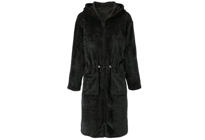 CelinaTex Bademantel Hausmantel Damen Flanell Kapuze Reißverschluss Vital XL schwarz, Polyester von CelinaTex