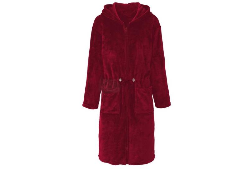 CelinaTex Bademantel Hausmantel Damen Flanell Kapuze Reißverschluss Vital XL bordeaux, Polyester von CelinaTex
