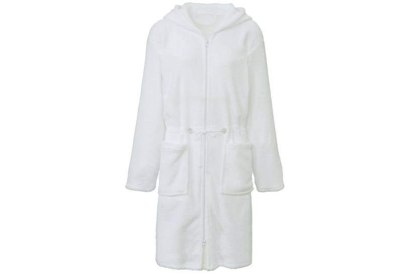 CelinaTex Bademantel Hausmantel Damen Flanell Kapuze Reißverschluss Vital XL weiß, Polyester von CelinaTex