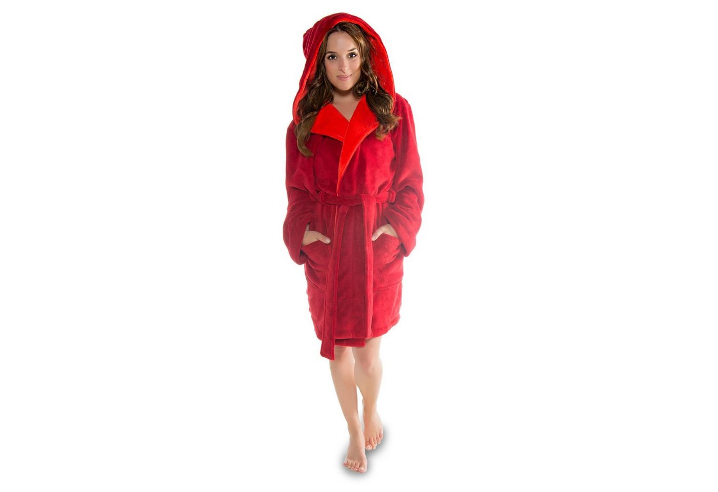 CelinaTex Bademantel Saunamantel Damen kurz Coral Fleece Miami L bordeaux korallrot, Polyester von CelinaTex