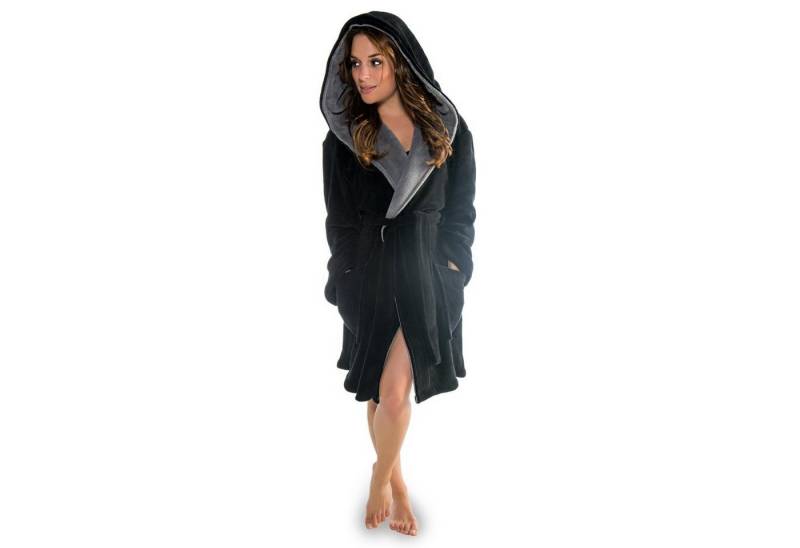 CelinaTex Bademantel Saunamantel Damen kurz Coral Fleece Miami XXXL schwarz anthrazit, Polyester von CelinaTex