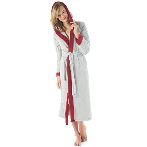CelinaTex XS-XXXL Bademantel Kapuze zweifarbig lang seitliche Taschen Damen Herren Unisex Sherpa Kuschelfleece Morgenmantel, Sauna, Spa, Pool, Bad, flauschig und komfortabel - OEKO-TEX Ohio von CelinaTex