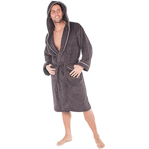 CelinaTex S-XXL Bademantel Kapuze Uni lang aufgesetzte Taschen Damen Herren Unisex warm Frottee Morgenmantel, Sauna, Spa, Pool, Bad, flauschig und komfortabel OEKO-TEX Arizona von CelinaTex