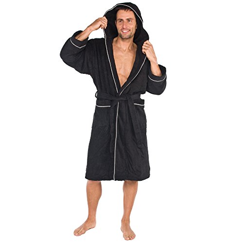 CelinaTex S-XXL Bademantel Kapuze Uni lang aufgesetzte Taschen Damen Herren Unisex warm Frottee Morgenmantel, Sauna, Spa, Pool, Bad, flauschig und komfortabel OEKO-TEX Arizona von CelinaTex