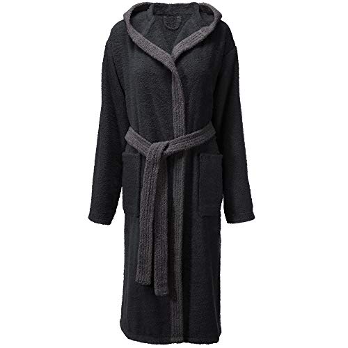 CelinaTex XS-XL Bademantel Kapuze Uni zweifarbig lang aufgesetzte Taschen Damen warm Frottee reine Baumwolle OEKO-TEX Fehmarn von CelinaTex