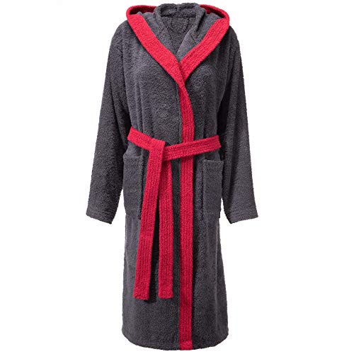 CelinaTex XS-XL Bademantel Kapuze Uni zweifarbig lang aufgesetzte Taschen Damen warm Frottee reine Baumwolle OEKO-TEX Fehmarn von CelinaTex