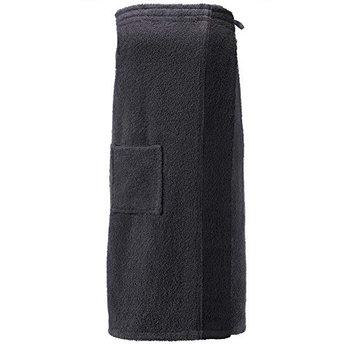 CelinaTex Funlike Kilt lang L/XL anthrazit schwarz Baumwolle Saunakilt Frottee Sarong Saunatuch Saunasarong von CelinaTex