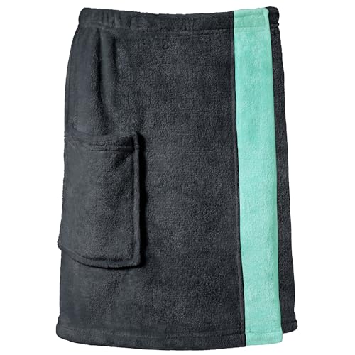 CelinaTex Happyfun Kilt kurz S/M 48 x 152 cm anthrazit Mint Mikro-Flanell Saunakilt Mikrofaser Saunasarong von CelinaTex