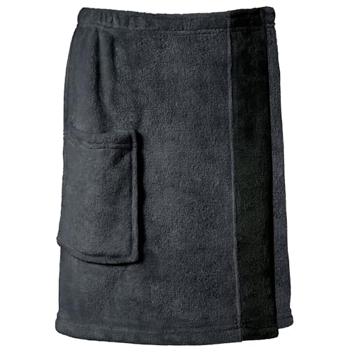 CelinaTex Happyfun Kilt kurz S/M 48 x 152 cm anthrazit schwarz Mikro-Flanell Saunakilt Mikrofaser Saunasarong von CelinaTex