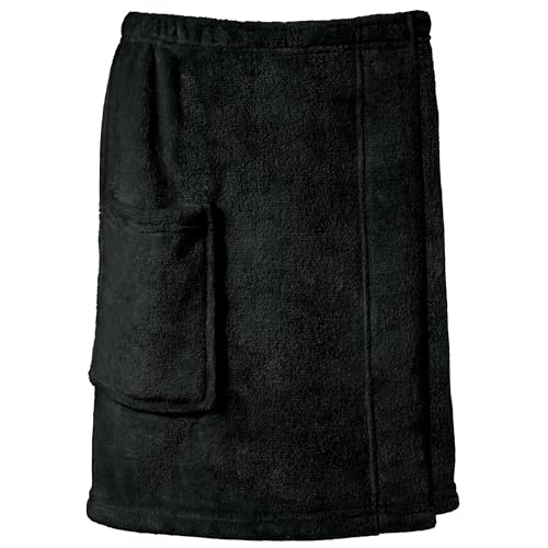 CelinaTex Happyfun Kilt kurz S/M 48 x 152 cm schwarz Mikro-Flanell Saunakilt Mikrofaser Saunasarong von CelinaTex