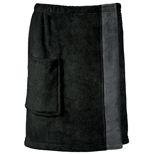 CelinaTex Happyfun Kilt kurz S/M 48 x 152 cm schwarz anthrazit Mikro-Flanell Saunakilt Mikrofaser Saunasarong von CelinaTex