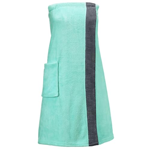 CelinaTex Happyfun Kilt lang L/XL 84 x 160 cm Mint anthrazit Mikro-Flanell Saunakilt Mikrofaser Saunasarong von CelinaTex
